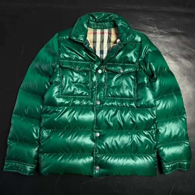 Auth Boys Burberry Quilted Puffer Green Nova Check Coat Jacket - 12 years 152 cm