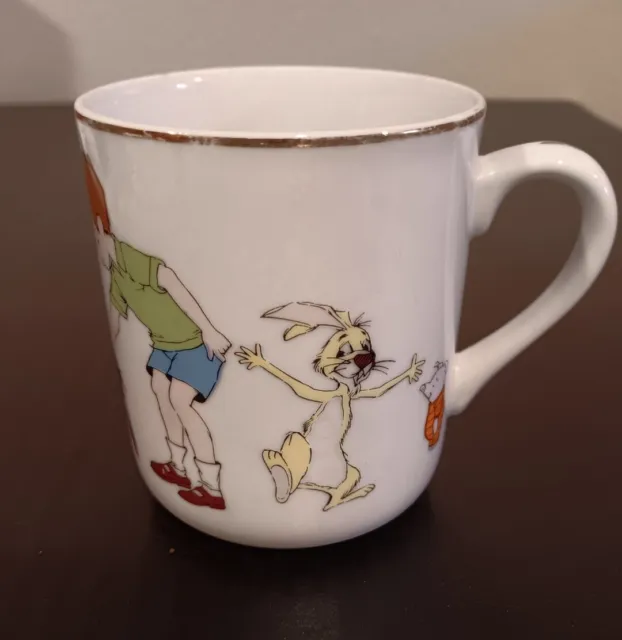 Vintage 1970's Walt Disney Productions Winnie the Pooh Cup Mug Gold Rim Tigger
