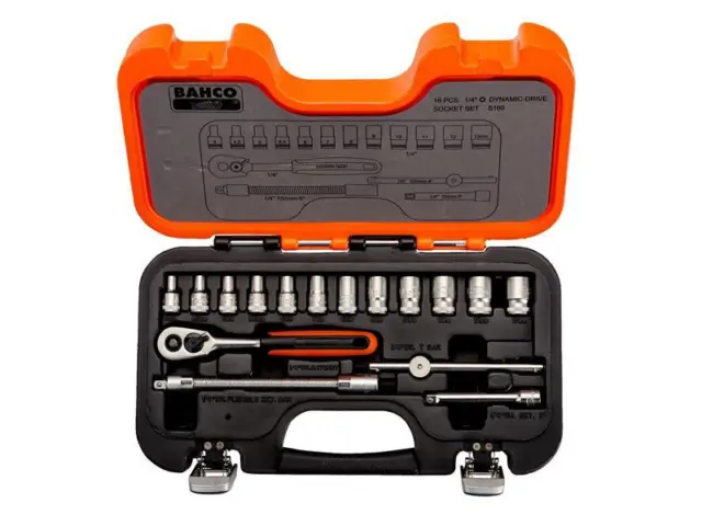 Bahco Metric Socket Set 16 Piece 1/4in Drive Single Hex In A Case BAHS160