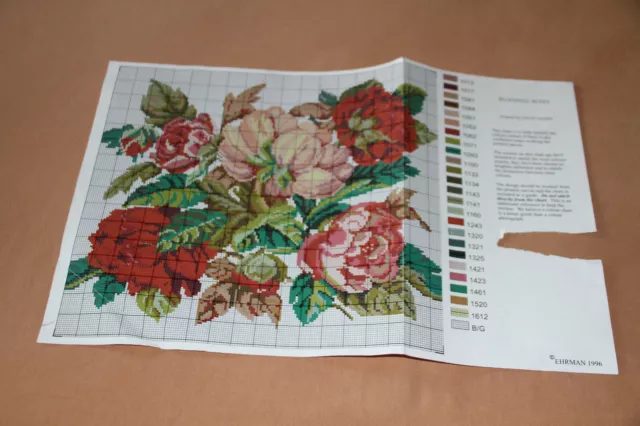 Ehrman Needlepoint,  Chart only " Blooming Roses " (David Merry)