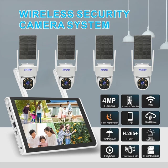 SOLAR PANEL WIRELESS HD 4MP IP PRO Smart WiFi Camera Kit With 10-inch ...