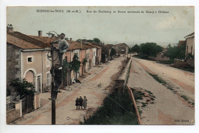 BLENOD LES TOUL Meurthe et moselle CPA 54 worker on electric pole color