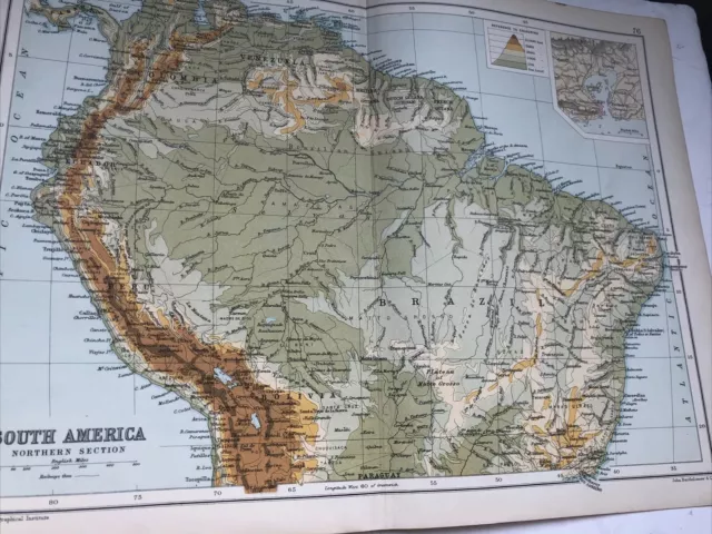 1910: Antique Map Of South America Northern Section Original Vintage Physical