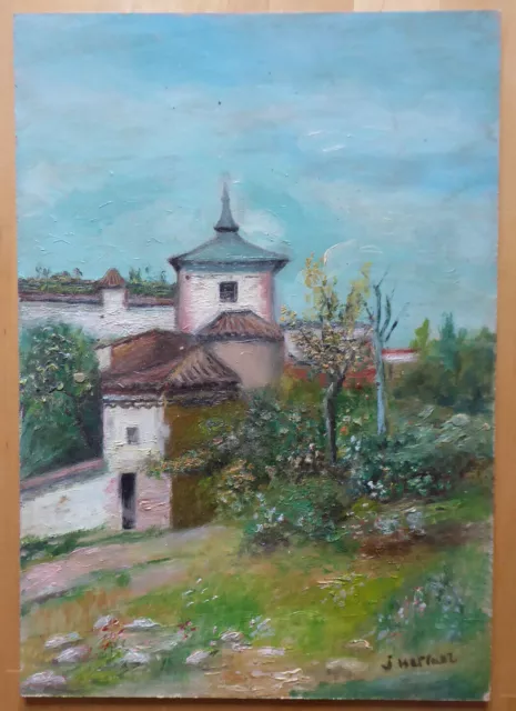 Paisaje Español En Primavera Viejo Cuadro En Estilo Impresionista MD3