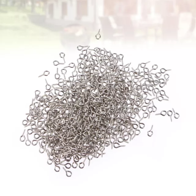 300 Mini Screw Eye Pins Metal Tapping Hooks for DIY Jewelry (Silver)
