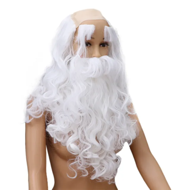 Babbo Natale cosplay oggetti di scena parrucche bianche barba papà anziano