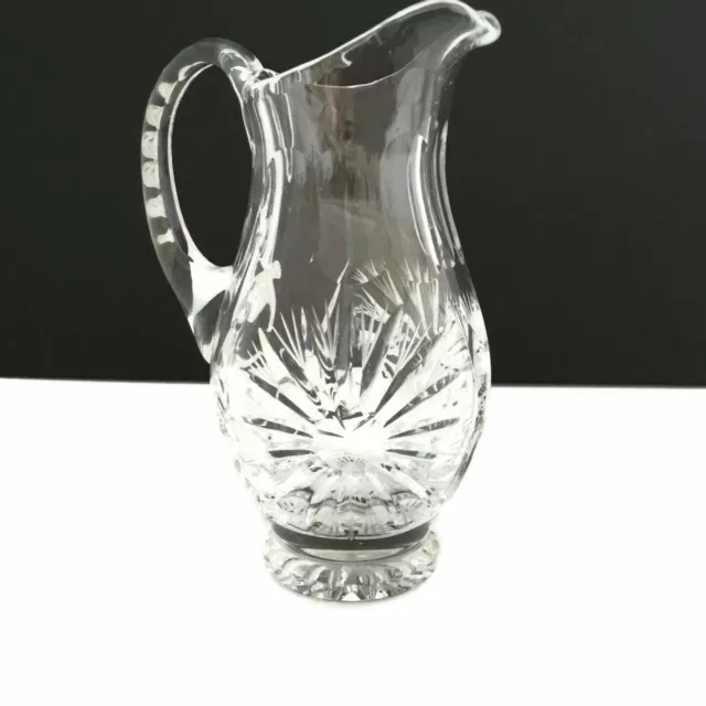 Vintage Pitcher Cut Crystal  Glass 7" Tall Orange Juice Water Flower Vase