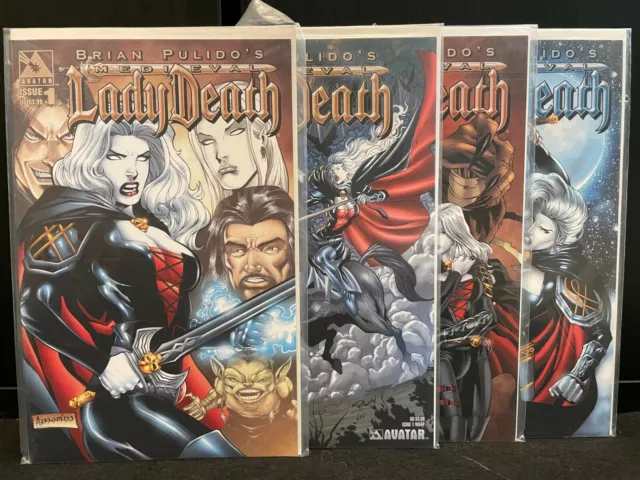 Lady Death Medieval 1 1 4 5 Avatar Press Comics 4 Book Comic Lot High Grade