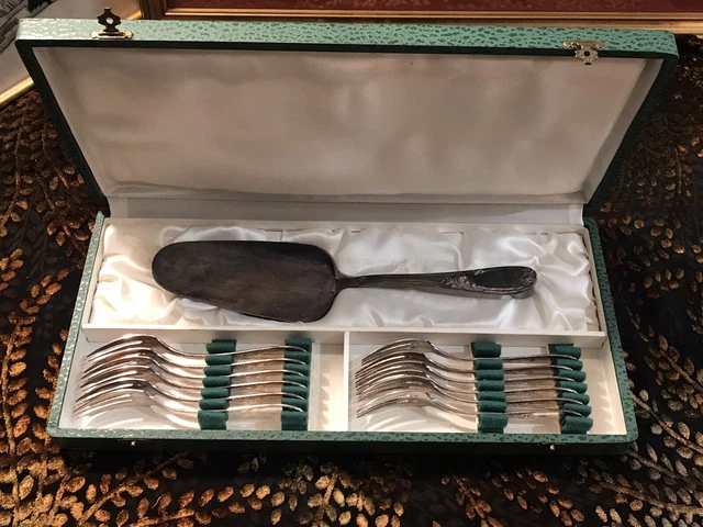12 Fourchettes à Gâteaux Vintage En Bakélite Et Inox – Super état !