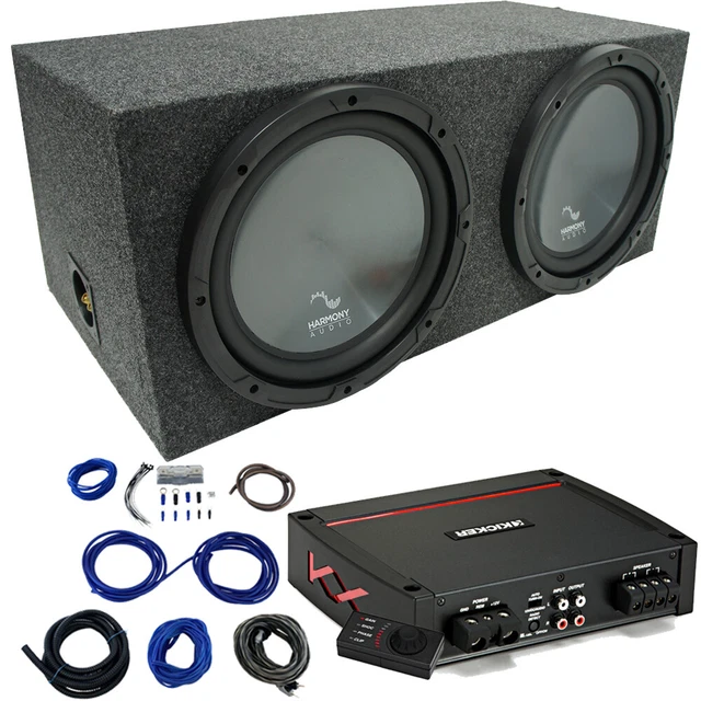 Harmony HA-R154 Rear Fire 15" Loaded Sub Box w/ Kicker 44KXA8001 Amp & Wire Kit