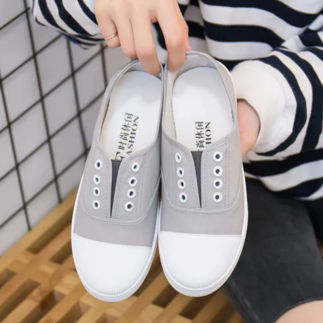 Womens Casual Canvas Loafers Slip On Pumps Flat Shoes Flatform Trainers Sneaker 3