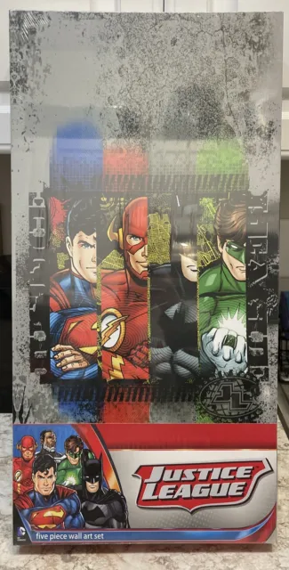 *BRAND NEW* 5 Justice League Canvas Wall Art Superman Batman Green Lantern Flash