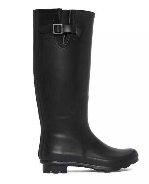 St Johns Bay Womens Black Rigger Water Resistant Rain Boots NEW 11M MSRP $75