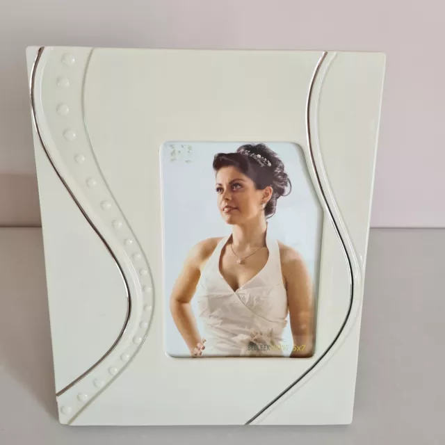 Belleek Living Silver Ripple 5x7 Photo Frame for wedding. BNIB