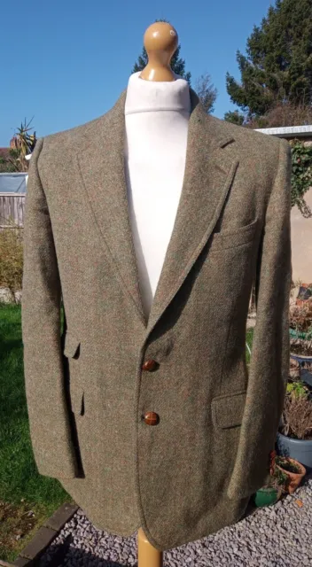 Giacca Country Harris Tweed Jaeger In Lana Taglia 50R Small- Med Slim Buona