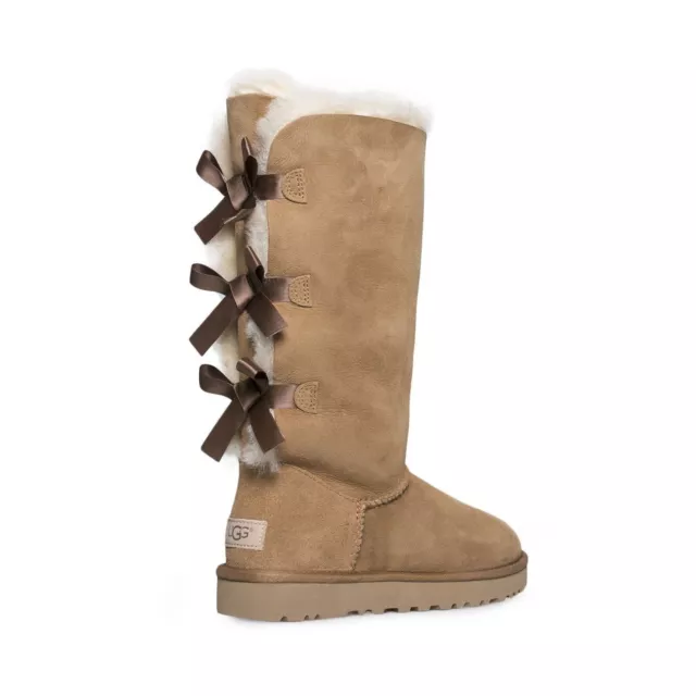 UGG Bailey Bow Tall II Triple Chestnut Suede Fur Boots Wmns Size 8 New Authentic