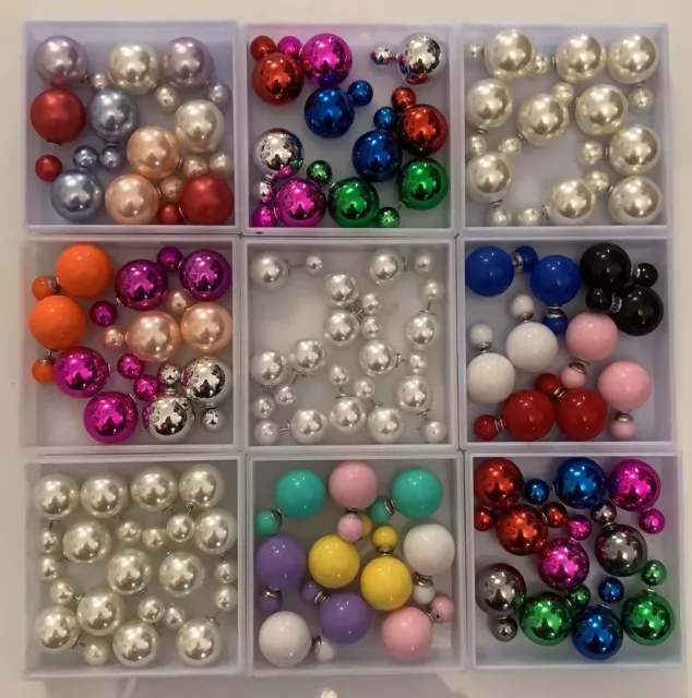 NEW Elegant Lady Colorful Candy COLOR Double Sided Studs Disco Ball Earrings