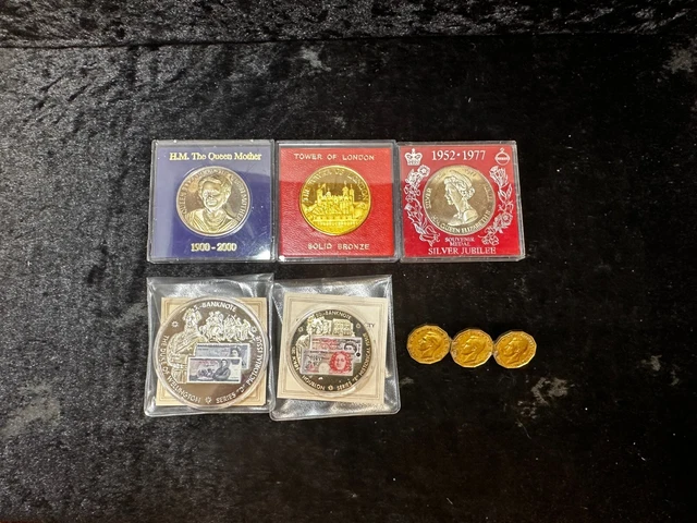 Great Britain, Small Collection of Commemorative Medals & Brass 3d Pin, BC187