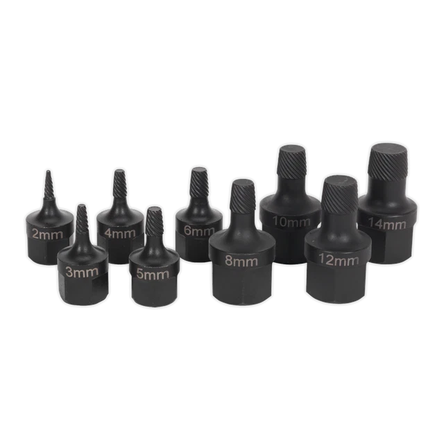 Sealey AK7222 - 9pc Clou / Boulon Extracteur Set Prise Pièces sur Rail 2mm -