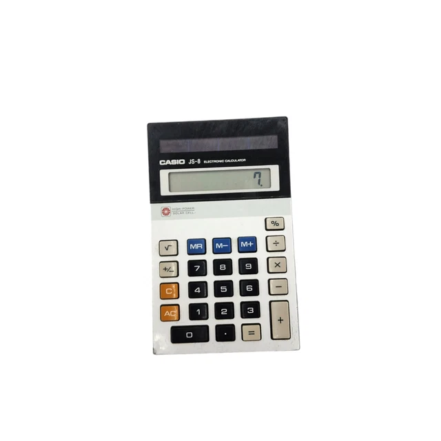 Casio Js Model VINTAGE CASIO JS-8 Electronic Calculator 8 Digit Solar Made in Japan ...