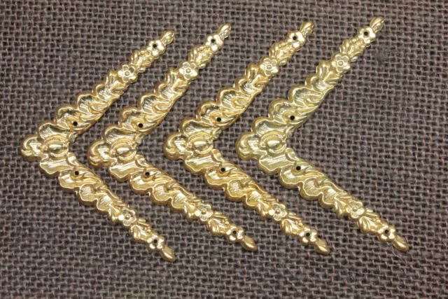 4 old decorative Brass Corners Picture Frame Clock 2 1/2” Appliques ADORNMENTS