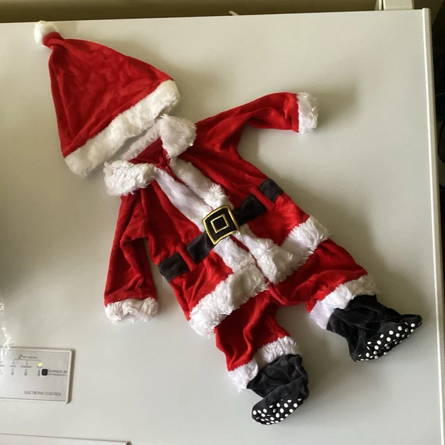 MOTHERCARE BABY CHRISTMAS Santa Suit 2 Pc Hat Red Size 0 3 Months All In One 8.00 PicClick UK