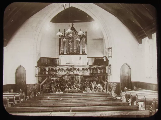 Glas Magic Laterne Rutsche ST COLUMB KLEINERE KAPELLE INNEN 2 C1890 FOTO CORNWALL