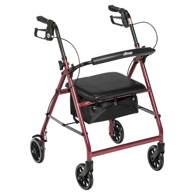 Drive Medical Rollator Rolling Walker with 6" Wheels, Fold Up Removable Back