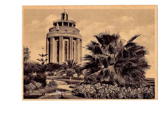 Siracusa: Monumento ai Caduti. Cart. FG b/n/ocra anni '40 nvg