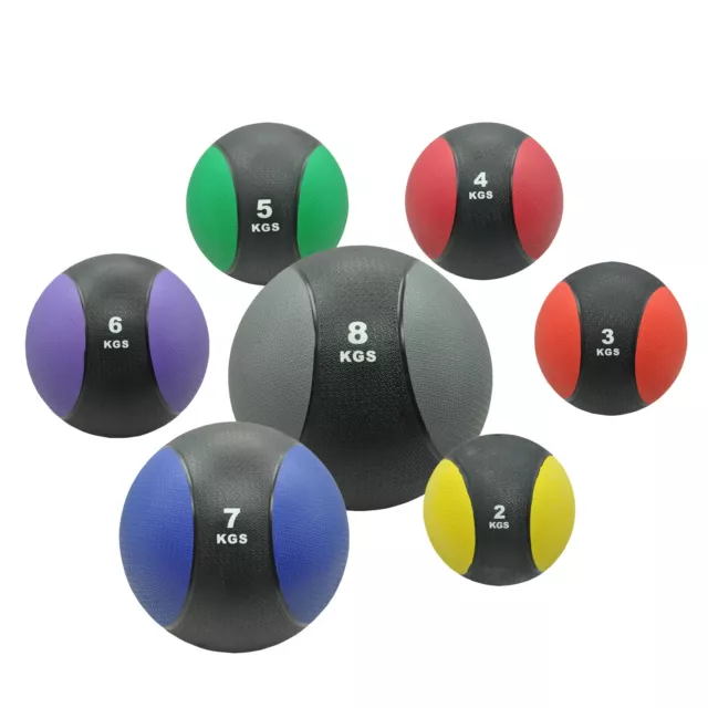 2 Ball Set - Rubber Medicine Ball - 2kg / 3kg / 4kg / 5kg / 6kg / 7kg / 8kg