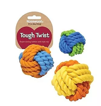Rosewood Tough Twist Rubber & Rope Ball Dog Toy | Dogs