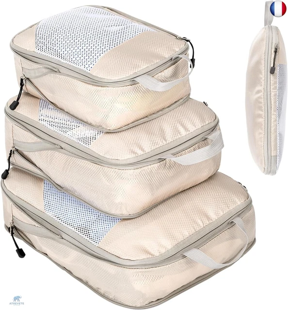 OBSGUMU Organisateur Valise 9 Pièces Beige - Cubes De Rangement Voyage Pour Vêtements Et Accessoires