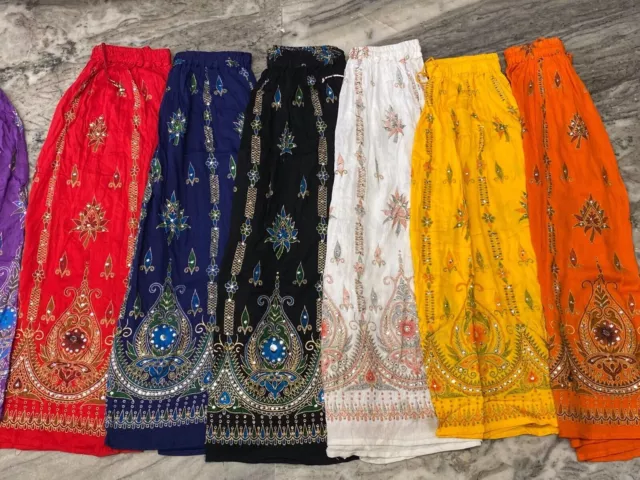 Lote de 5 piezas de falda de rayón con lentejuelas bordadas indias, falda... 2