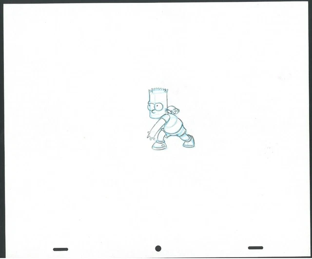 The Simpsons Bart Simpson Throwing Original Production Drawing OPD Animation UF