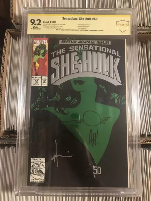 Sensational She-Hulk 50 Cbcs 9.2 Signed Adam Hughes Howard Chaykin Walt Simmons