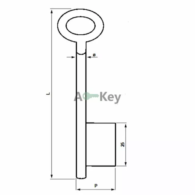 Stahlschlüssel Vollbart Ø7,5mm gerader Bart Buntbart