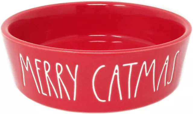 Bol d'eau de vacances rouge « Merry Catmas » Rae Dunn plat de nourriture pour chaton chaton