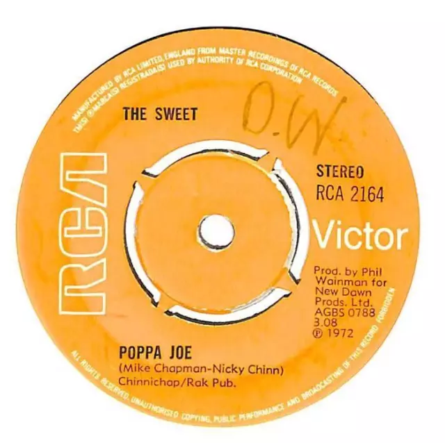 The Sweet Poppa Joe UK 7" Vinyl Record Single 1972 RCA2164 RCA Victor 45 VG+