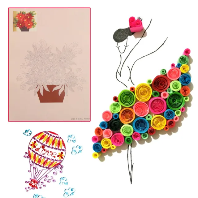 16 Pattern DIY Release Drawing Locating Paper Quilling Tool Craft Decor Kit