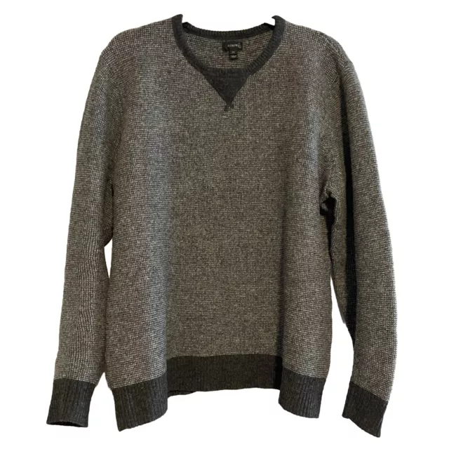J Crew 100% Lambs Wool Sweater Mens Size XL Gray Knit Crew Neck Pull Over