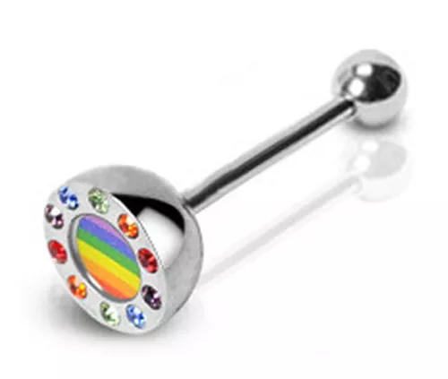 Pride Shack - Half Dome Rainbow Barbell Flag - Gay Lesbian Pride Tongue Ring