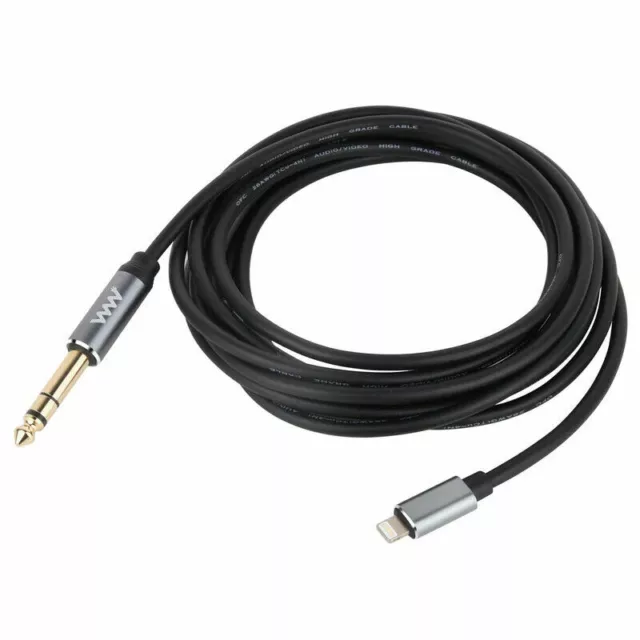 8 Pin Male to 6.35mm 1/4" TRS Jack Audio Speaker Mixer Cable for iPhone iPad 3m 3