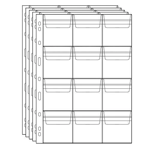 Coin Collecting Pages 5 Sheets 12 Pockets Standard 9Hole Coin Pock...