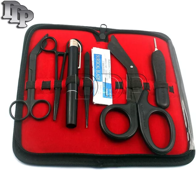 17Pc First Responder Tactical Kit Shear Emt/scissors Pack Tactical Black DS-1501
