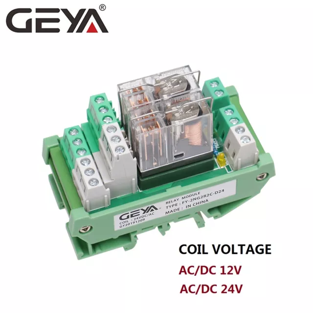 GEYA 2 Channel Omron Relay Module 2NO2NC DPDT PLC RELAY Interface 12V 24V AC/DC