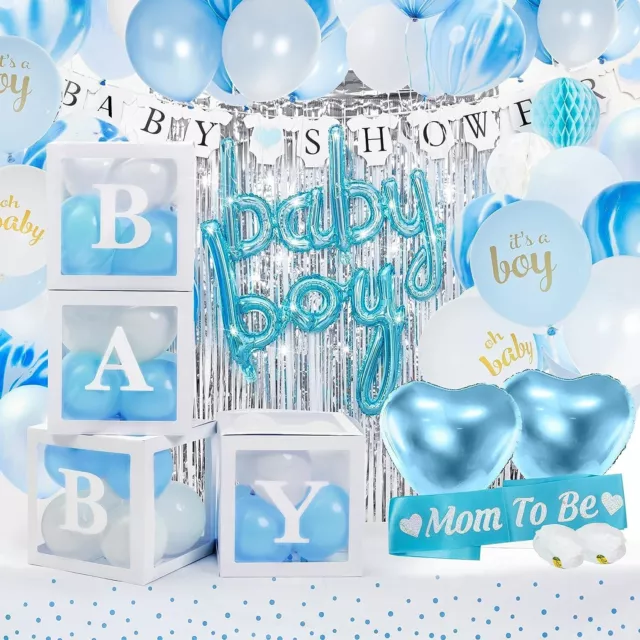 Baby Shower Decorations for Boy - All-in-One inclusive JUMBO Decor Set, Blue