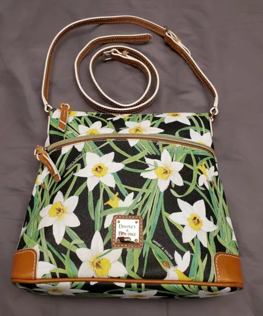 Dooney & Bourke Pebble Grain Leather Convertible Crossbody Daffodil Purse Black