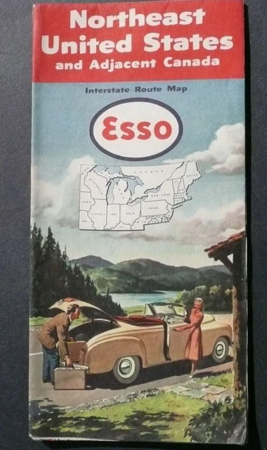 1951 United States  Northeast Illinois to New York to Maine  road map  Esso oil