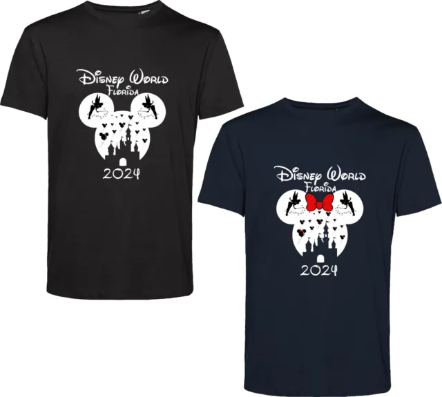 Disney World Florida 2024 Couple Matching Pack T Shirt Mickey Minnie Mouse Top