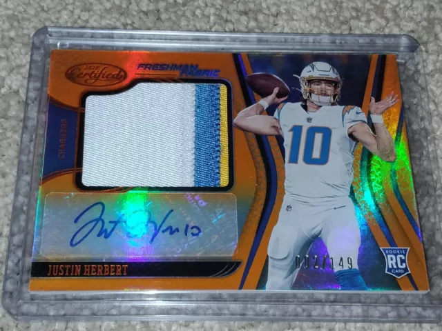 Justin Herbert Auto Rookie 2020 Panini Orange Refractor